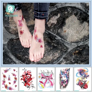 Rocooart Nagy Páva Tetoválás Virág Taty Matrica Hold Tatouage A Nők Lábát Tatuajes Játék Szerepe Vízálló Hamis Tetkó