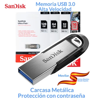 Sandisk Pendrive USB 3.0 64 gb-os 128Gb Ultra Hangulattal nagysebességű 150 MB/s fém 100% Eredeti jelszavas védelem