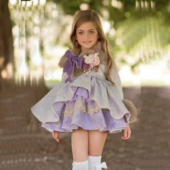 Spanyol Szabott Gyermekek Lányok Lolita Princess Party Ruha Őszi Téli Ruha, Koszorúslány Ruha, Tipegő Lány Őszi Ruhák