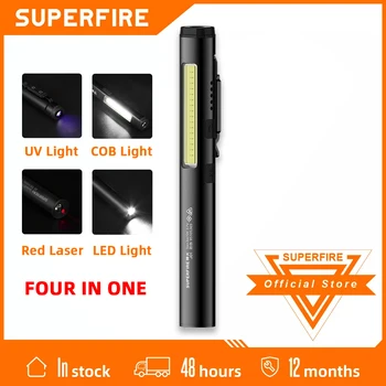 SUPERFIRE J01 Négy egy zseblámpa (UV/LED/KOB/Piros Lézer) Hordozható Toll Fáklyát Jelzőfény Fokozatmentes fényerő Lámpás