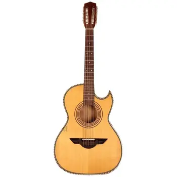 Szakmai 10 string Akusztikus gitár magas fényű népi gitár éles szögből design természetes színű, klasszikus gitár fejét