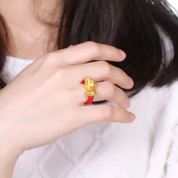 Szerencsés Vörös Kötél, Fonott Gyűrű, Arany Bátor Csapatok Amulett Gyűrű, Ékszerek Buddhista FS99