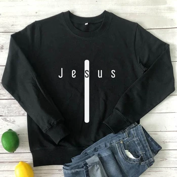 Színes Kereszt Jézus Pulóver, Alkalmi Női Hosszú Ujjú Keresztény Vallás Pullovers Streetwear