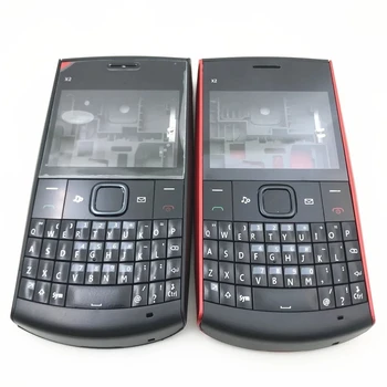 Teljes Ház Mobiltelefon shell Nokia X2-01 X201 Elülső előlap + Középső Keret +Akkumulátor fedelét, Majd angol Billentyűzet