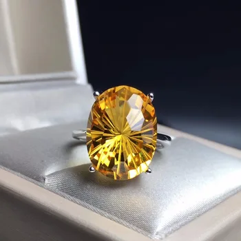 Természetes Brazil citrin gyűrű a káprázatos drágakő a hölgy kedvenc 925 sterling ezüst luxus