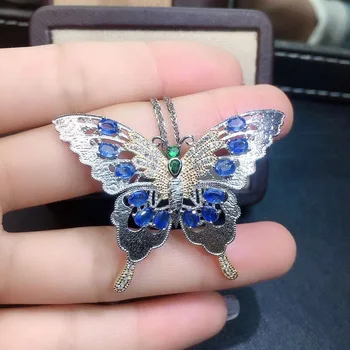 természetes kék zafír, a medál S925 ezüst Természetes drágakő Medál Nyaklánc trendi Szerencsés identitás üveg nők parti ékszer