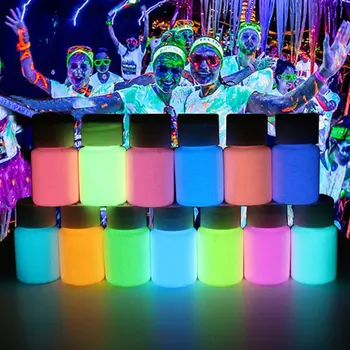 Test világító festék Fényes Pigment Világít A Sötétben Party Dekoráció DIY Kézműves Fényes Akril Festék Pack Cool Divat 2021