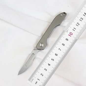 titán ötvözet mini-szike, mindennapi összecsukható kés, 10 db No. 24, hordozható gravírozás, írásban, írószerek, naponta használható eszköz