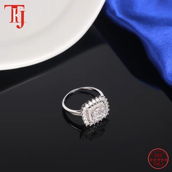 TKJ Örökkévalóság Ígéret gyűrű AAA+ Cirkon Kő 925 Sterling Ezüst Eljegyzési, esküvői Zenekar, gyűrűk, nők, hölgyek finom ékszerek