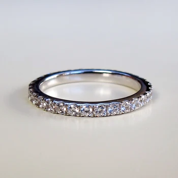 Tömör 18K Fehér Arany Gyűrű Teljes Örökkévalóság Esküvői Zenekar 0.55 Ct Gyémánt a Nők Évfordulós Gyűrű a Legjobb Nők Esküvői Gyűrű