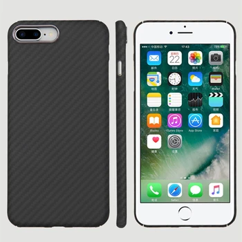 Ultra Vékony Slim Szénszálas Telefon tok iPhone 7 8 Plusz fedezze Aramid könnyű kopogásgátló
