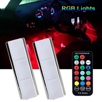 Univerzális Autó RGB LED Lámpák Környezeti Lámpa Vezeték nélküli Láb Emelet Ajtó Dekoráció Izzó Újratölthető Autóipari Belső Tartozékok