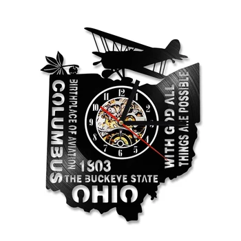 USA-ban A Vadgesztenye Állami Ohio Bakelit lemez falióra Születési Hely, A Repülés, a Repülőgép Wall Art Skyline LED Karóra City-Columbus