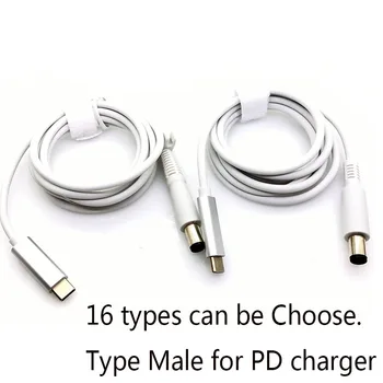 USB Típus C-4.0x1.7 7.9x5.5 7.4x5.0 3.0x1.1 4.0x1.35 5.5x2.5mm Férfi Dugó Átalakító DC USB-C PD Töltő Kábel Kábel Laptopok