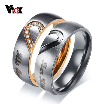 Vnox A Király, A Királyné Néhány jegygyűrű, Gyűrű Rozsdamentes Acél CZ Kő Évforduló Ígéret Gyűrű a Nők, Férfiak