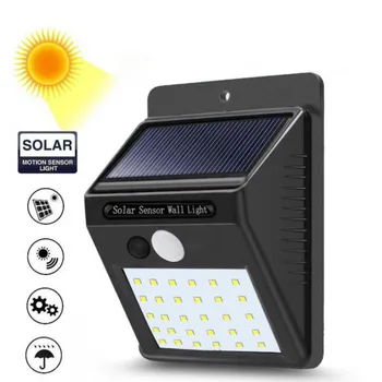 Vízálló 20-100 LED Solar Mozgásérzékelő Lámpák Kültéri Napfény Napelemes Utcai Fali Lámpa Kerti Dekoráció 1-4db