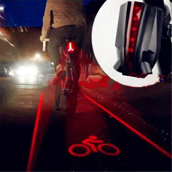 Vízálló Hátsó Kerékpár hátsó Lámpa 2 Lézer+5 Piros LED Lámpa 4 Villogó Modell Este Biztonsági Figyelmeztetés Kerékpár Accessorie