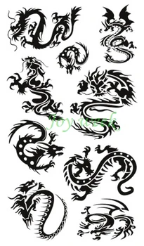 Vízálló Ideiglenes Tetoválás Matrica sárkányok Kína totem tatto matricák flash tetoválás hamis tetoválás a férfiak nők