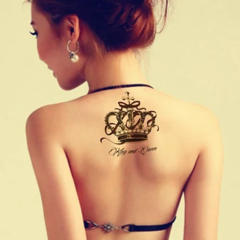 Vízálló Ideiglenes Tetoválás Matrica test, nagy korona tatto matricák flash tetoválás hamis tetoválás a nők lány