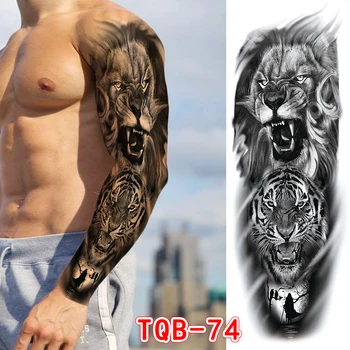 Vízálló Ideiglenes Tetoválás Matrica Totem Geometriai Teljes Kar Nagy Méretű Hüvely Tetoválás Hamis tatto flash tetoválás a férfiak nők