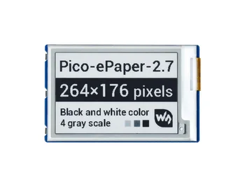 Waveshare 2.7 inch E-Papír E-Ink Kijelző Modul a Raspberry Pi Pico, 264×176, Fekete / Fehér, 4 Szürkeárnyalatos, SPI