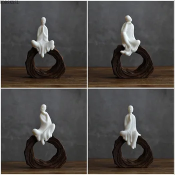 WDDSXXJSL Kínai Kreatív Absztrakt Fehér Porcelán Zen Buddha Dekorációs Bolt Haza Bejárat, Nappali Asztali Dekoráció