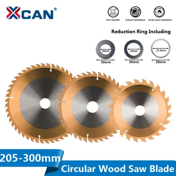 XCAN körfűrészlap 205-300mm TCT vágótárcsa Titán Bevonatú körfűrész Penge Faipari Szerszám Keményfém Végű Fa vágótárcsa