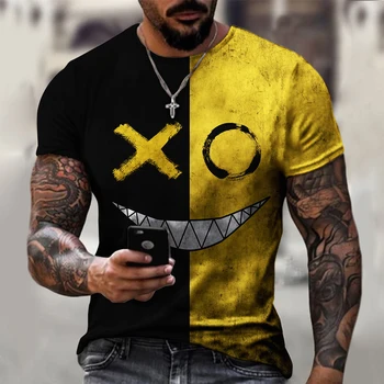 XOXO minta 3d nyomtatott póló divat férfi utcai alkalmi sport póló férfi O-nyak túlméretezett póló