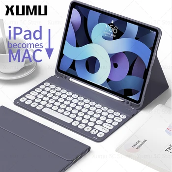 Xumu Levehető Mágneses billentyűzetes tok iPad 9 10.2 Pro 11 2020 2021 2018 10.9 10.5 mini 6 Tollal Slot Bőr-tartó Fedelét