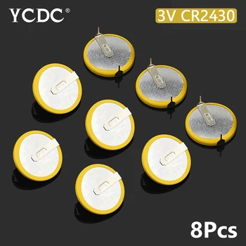 YCDC 8db CR2430 Elem 2 Forrasztás Csapok 3V gombelem Az Alaplapon Kalkulátor Eldobható Lítium Akkumulátorok