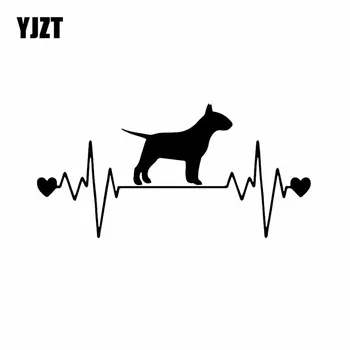 YJZT 17.4X8.6CM Modern Művészet Vinyl Matrica Bull Terrier Mentőövet Autó Matrica Kutyát Rajzfilm Fekete/Ezüst C24-1320
