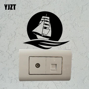 YJZT Fali Kapcsoló Matrica Vinyl Matrica Dekor Tengeri Hajó Hold Hullám az Óceán Tengeri S19-0910