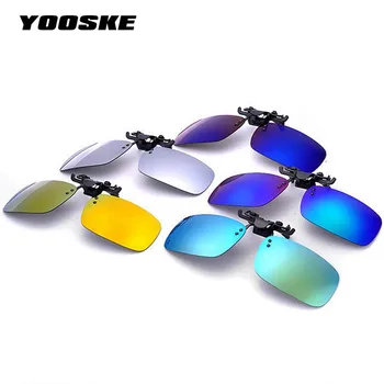 YOOSKE UV400 Polarizált Lencse Rövidlátás Klip Napszemüveg Férfiak Nők Márka Tervezője éjjellátó Klip napszemüvegek Flip Fel Tükrözött