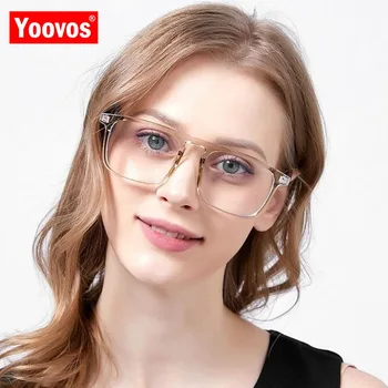 Yoovos Anti Kék Fény Szemüveg Keret Nők Téren Egyértelmű Számítógépes Szemüveg 2021 Optikai Márka, Design Szemüveget Gafas De Mujer