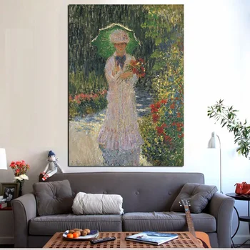 YWDECOR Nyomtatás Claude Monet Járni Nő, Napernyő, olajfestmény, Vászon Pop art Falon Képek, Nappali Kanapé Cuadros