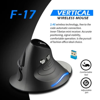 ZELOTES F-17-Es Függőleges Egér 2,4 GHz-es Vezeték nélküli Gaming Mouse 6 Kulcsok Ergonomikus Optikai Egér 3 Állítható DPI-PC-Laptop