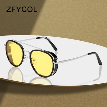 ZFYCOL Kerek Fém Steampunk Napszemüveg Nők 2022 Luxus Divat a Férfiak Vezetői napszemüvegek Tükör UV400 zonnebril nők Szemüveg