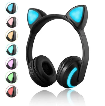 ZW-19 Macska Ear Headset Bluetooth Headset Színes Fény Összecsukható Mélynyomó Fülhallgató Aranyos Színű Macska Fülében a Zene Vezeték nélküli Fejhallgató