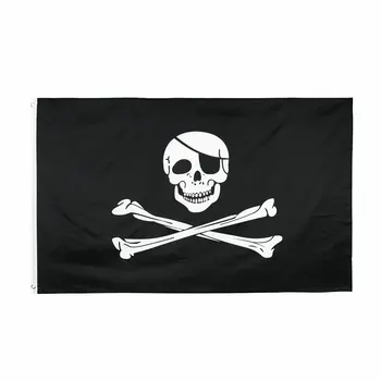 zwjflagshow Kalóz Zászló 90x150cm Cross bones Kalóz Zászló dupla Nyomtatott koponya Kalóz zászló Jolly Roger Zászló dekoráció