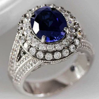 Évjárat 2ct Labor Zafír Ígéret gyűrű 925 Sterling ezüst Eljegyzési, Esküvői Zenekar Gyűrűk nőknek Esküvői Parti Ékszer Ajándék