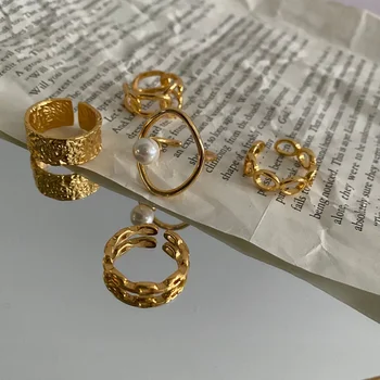 Évjárat Arany Színű, Állítható Gyűrű Női Retro Nyitó Fém Gyűrűk Ujját Uniszex Divatos Geometrikus Gyűrű Divat Ékszereket 1