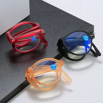 Összecsukható Anti-kék Fény Összehajtható Olvasó Szemüveg Kerek Keret Távollátás Szemüveg Férfiak Nők Vintage Számítógépes Szemüveg