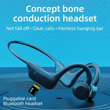 Új csontvezetéses Fülhallgató Sport Futó Vízálló Vezeték nélküli Bluetooth-kompatibilis Fejhallgató Mikrofon Támogatás TF SD Kártya