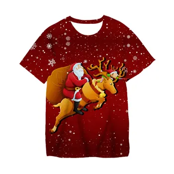 Új divat a Karácsonyi T-ingek, női-Férfi Rövid ujjú T-shirt Alkalmi Mikulás rajzfilm 3D-nyomtatott pólók