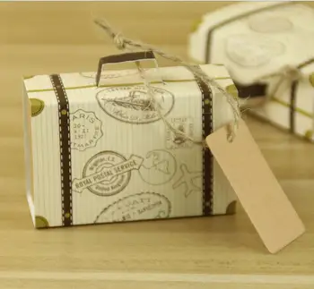 ÚJ Kreatív Mini Bőrönd Candy Doboz Édességet Csomagolás Karton Esküvői Ajándék Doboz Event & Party Kellékek Esküvői kedvezmények a Kártya